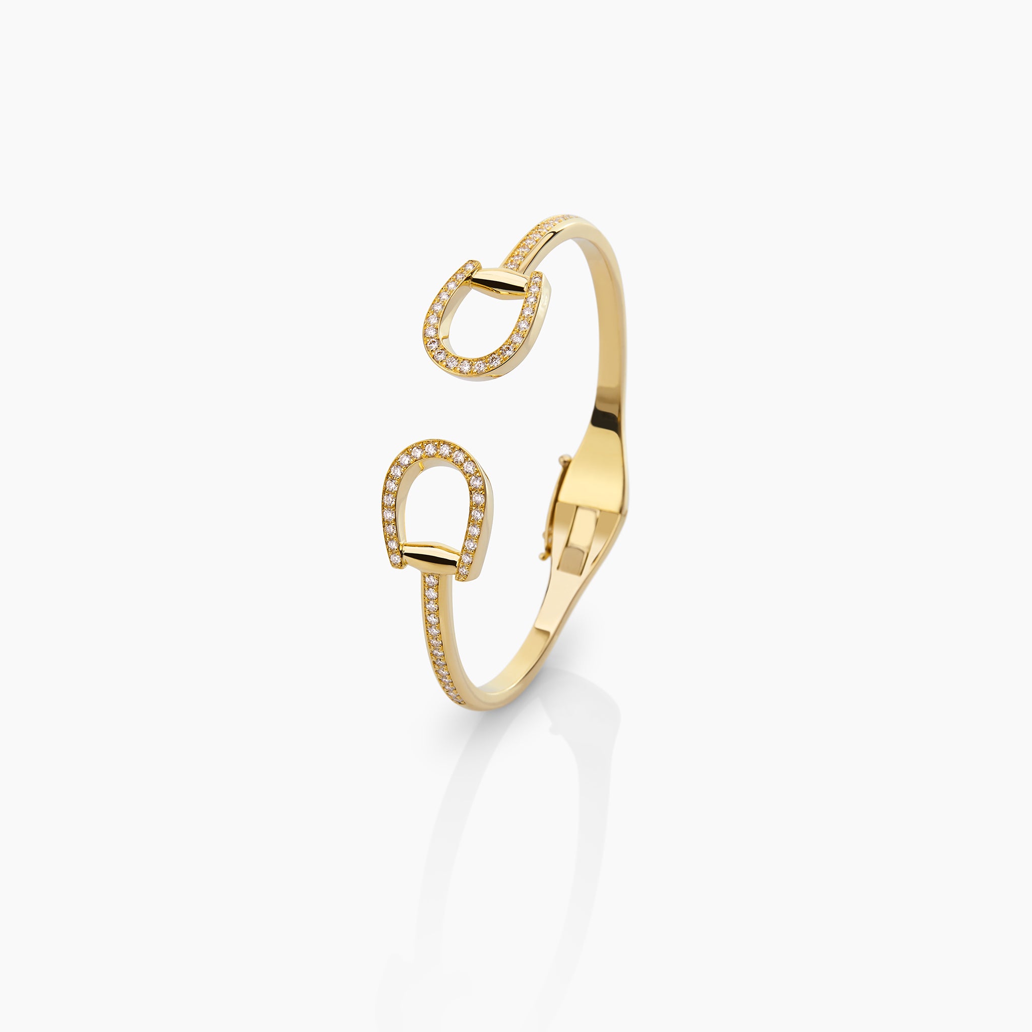 Horsebit Saddle Bracelet displayed on an off white background.