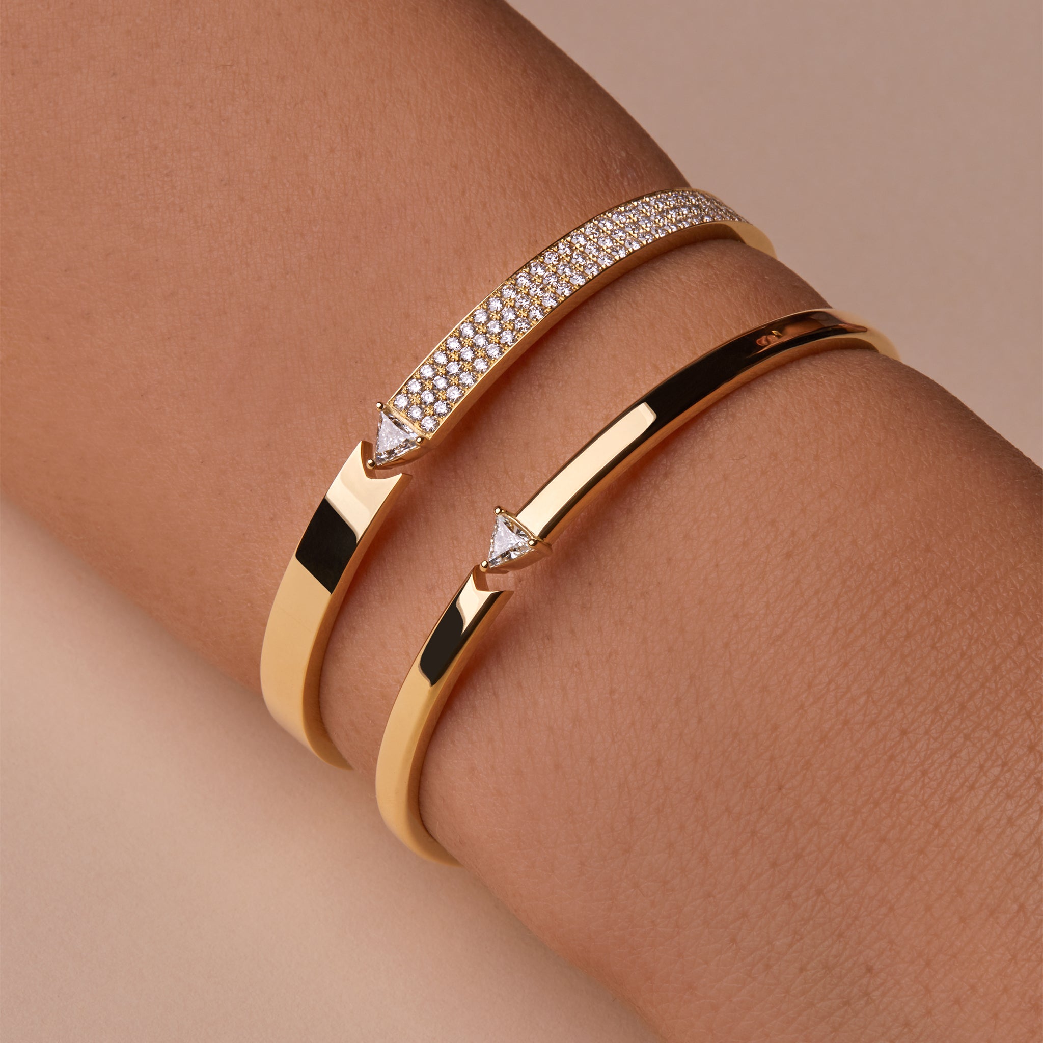 Stellar Standstill bangles portrayed on hand model.