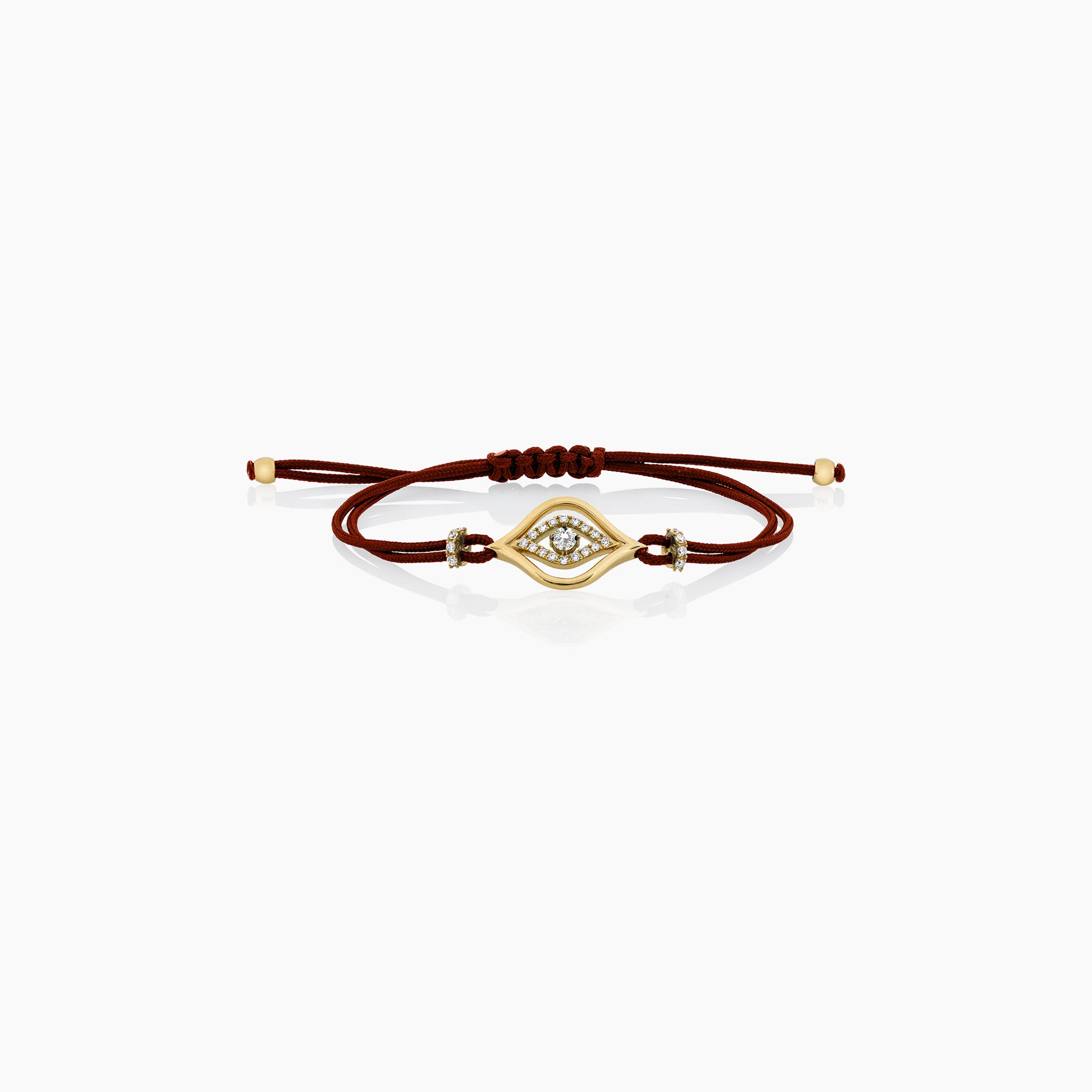 Diamond Evil Eye Carmine Red Cord Bracelet