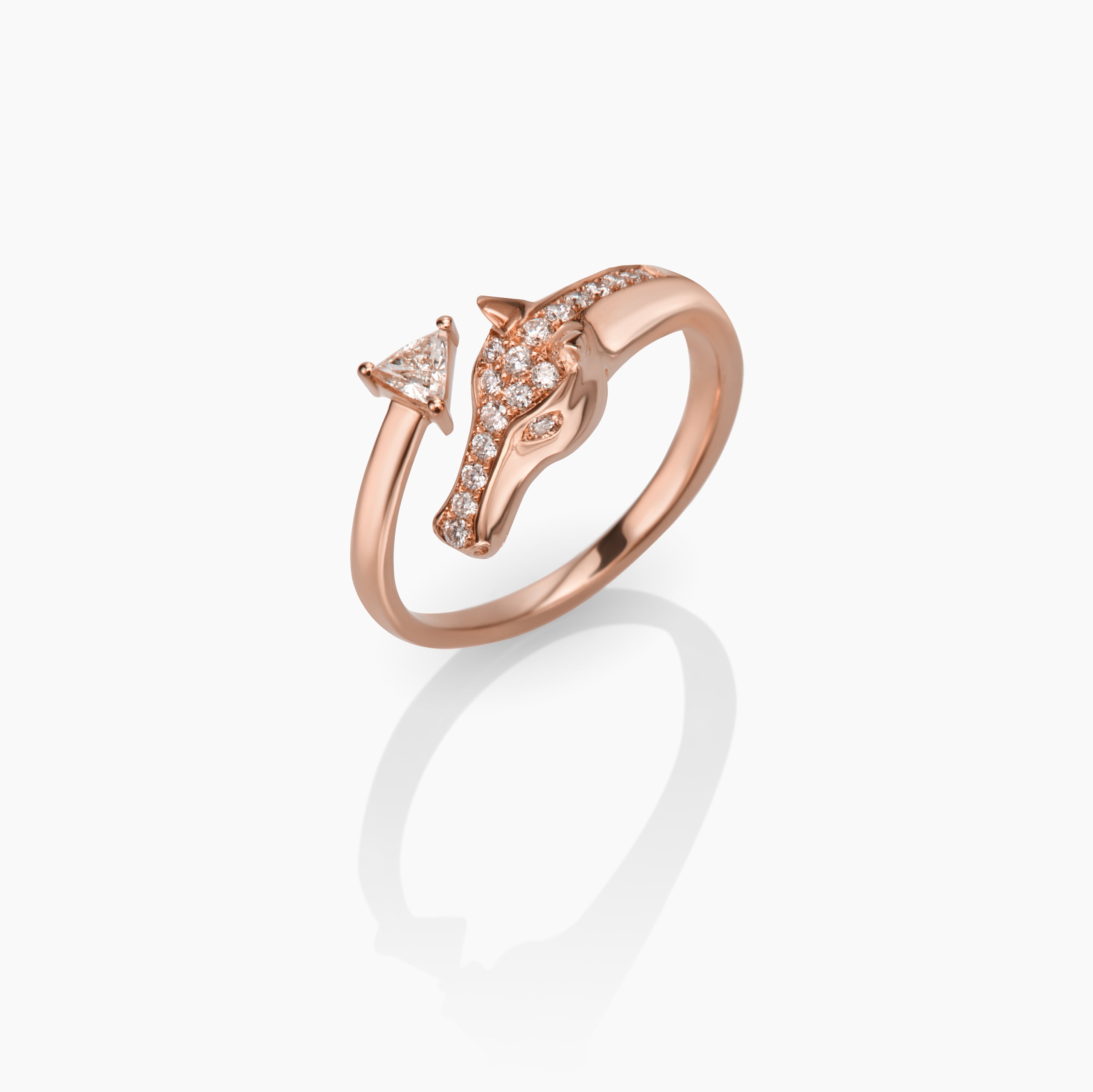Rose Gold Horse Ring in off white background