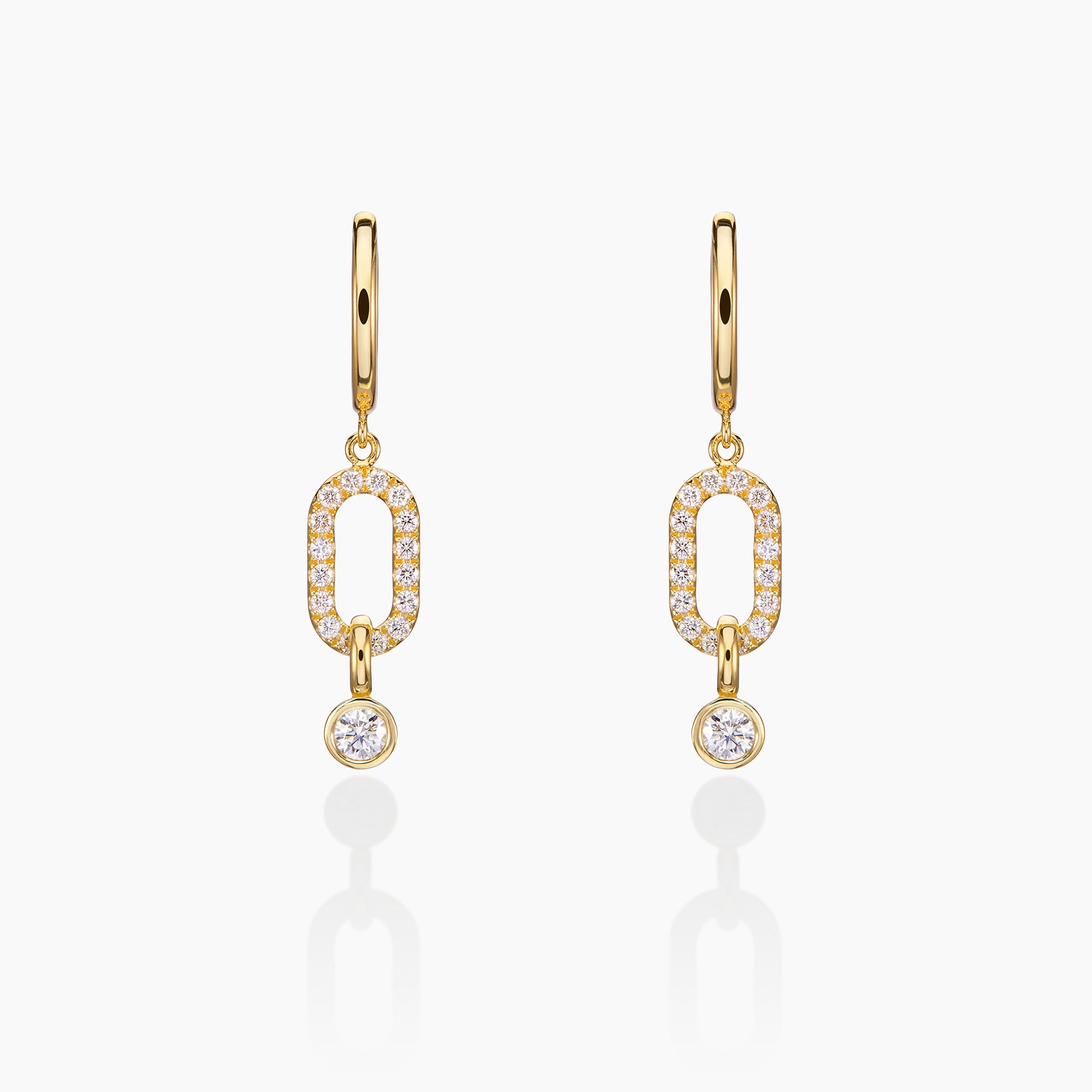 Fulanda Link Diamond Earrings displayed against an off white background