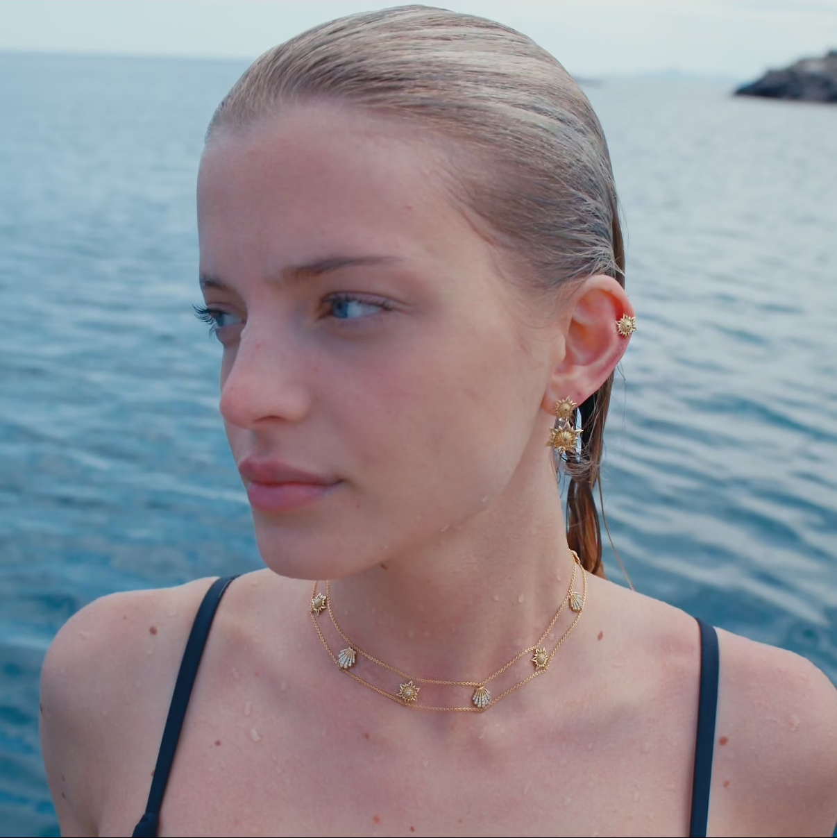 Apollo Echinus Hybrid & Shell Necklace displayed on model