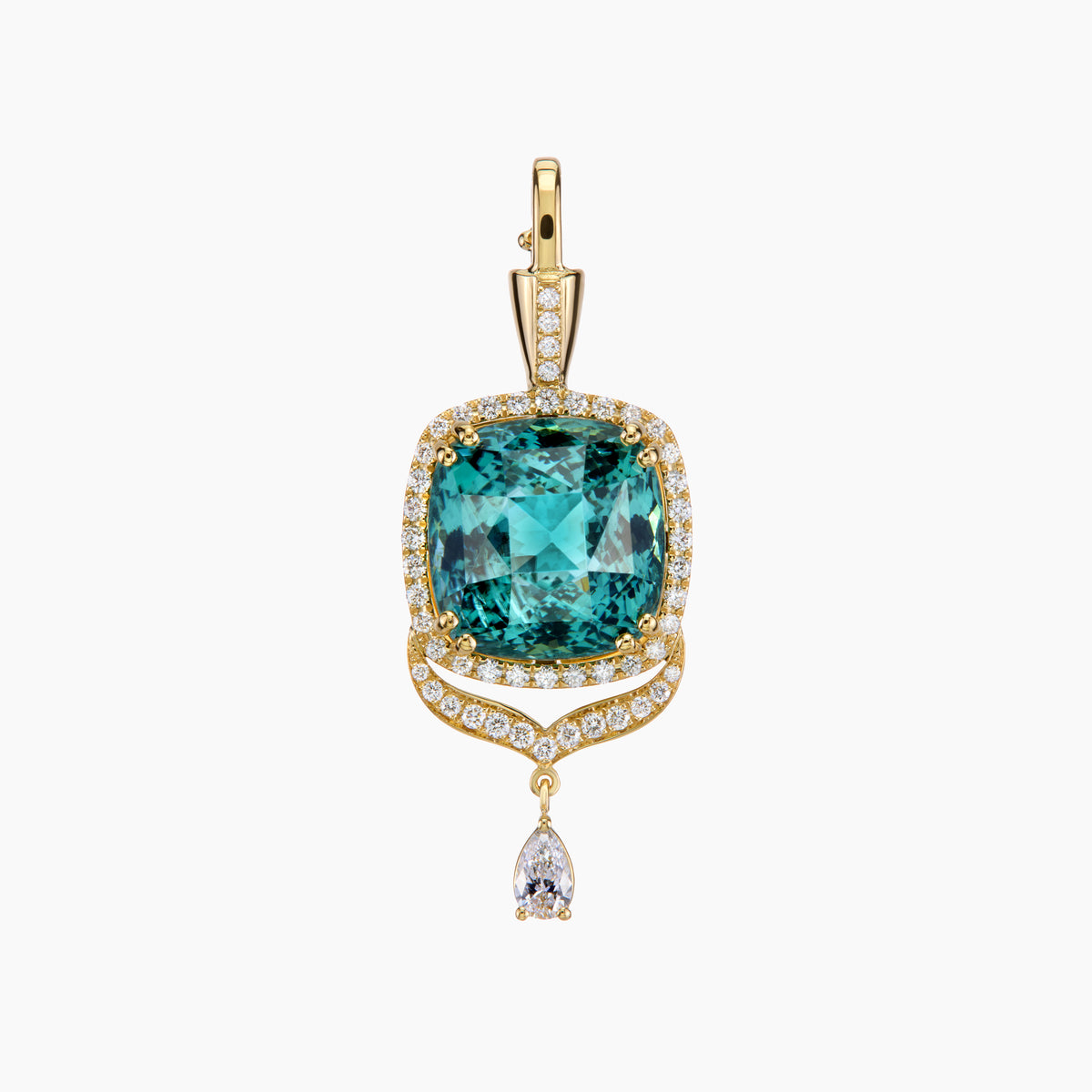 Tourmaline Pendant in yellow gold setting with diamonds