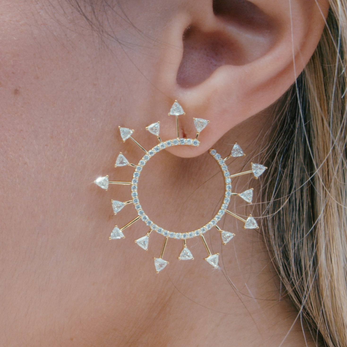 SunScape earrings displayed on model