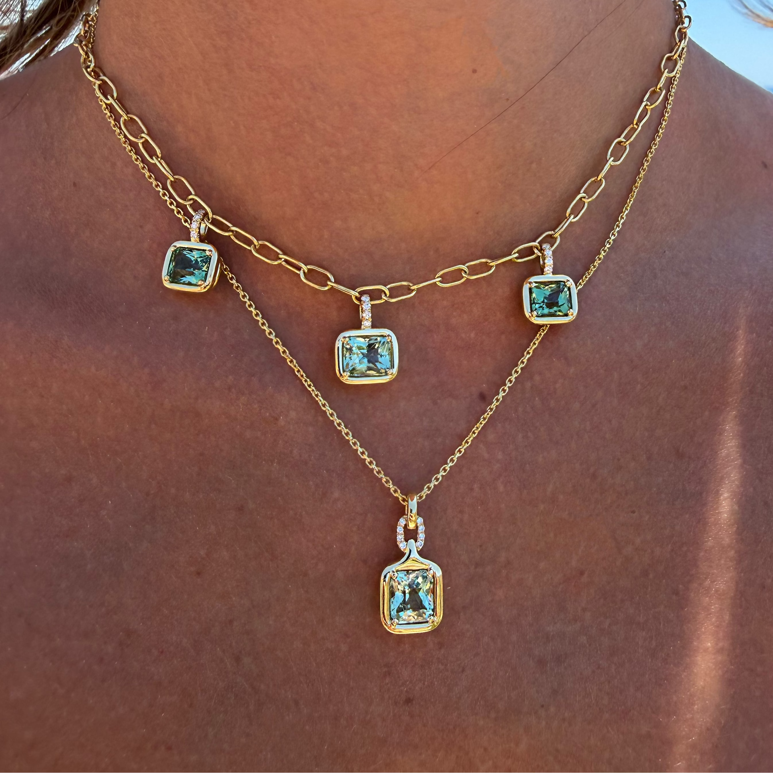 Green Tourmaline Trio Necklace