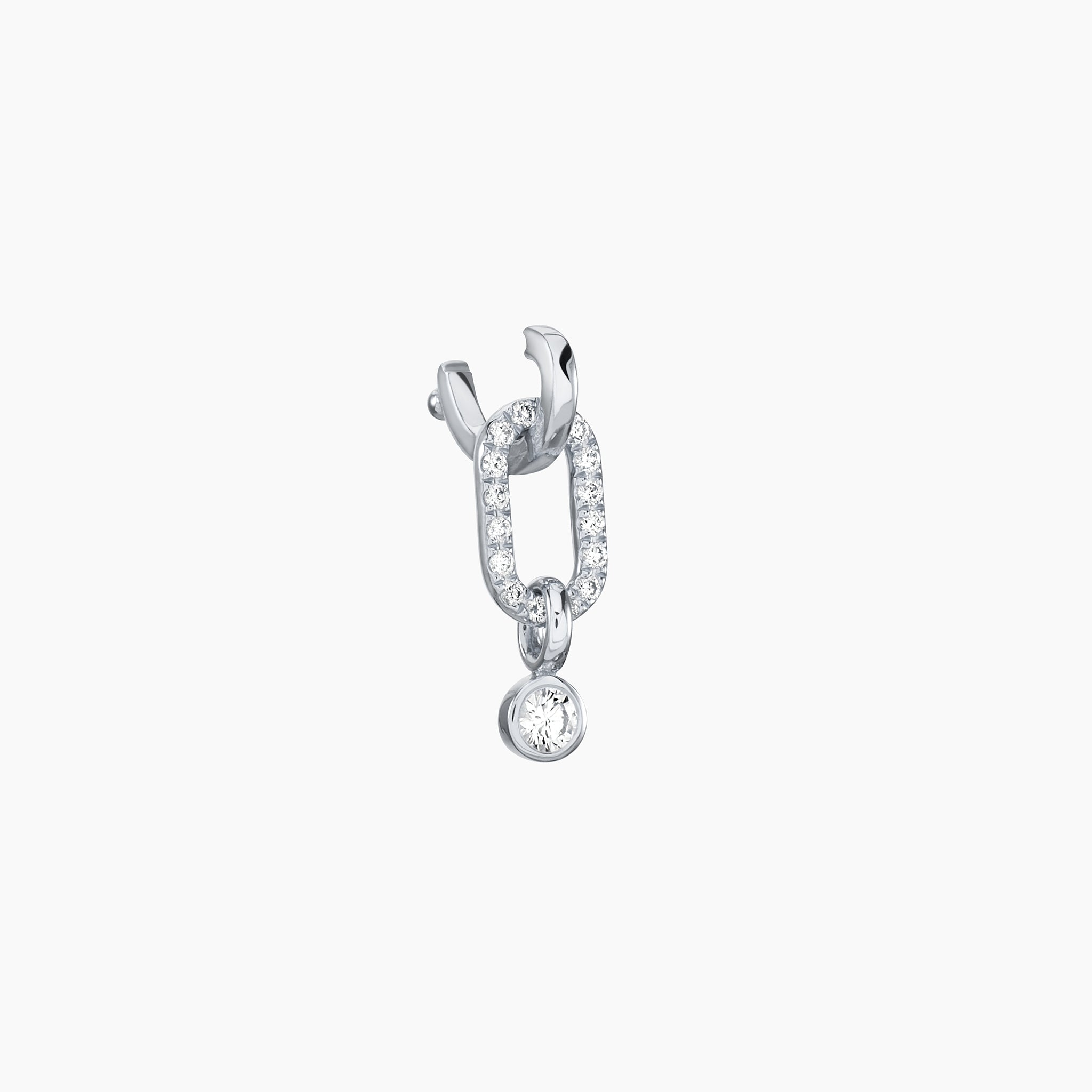 Convertible Horsebit Hoop Earrings displayed against off white background 