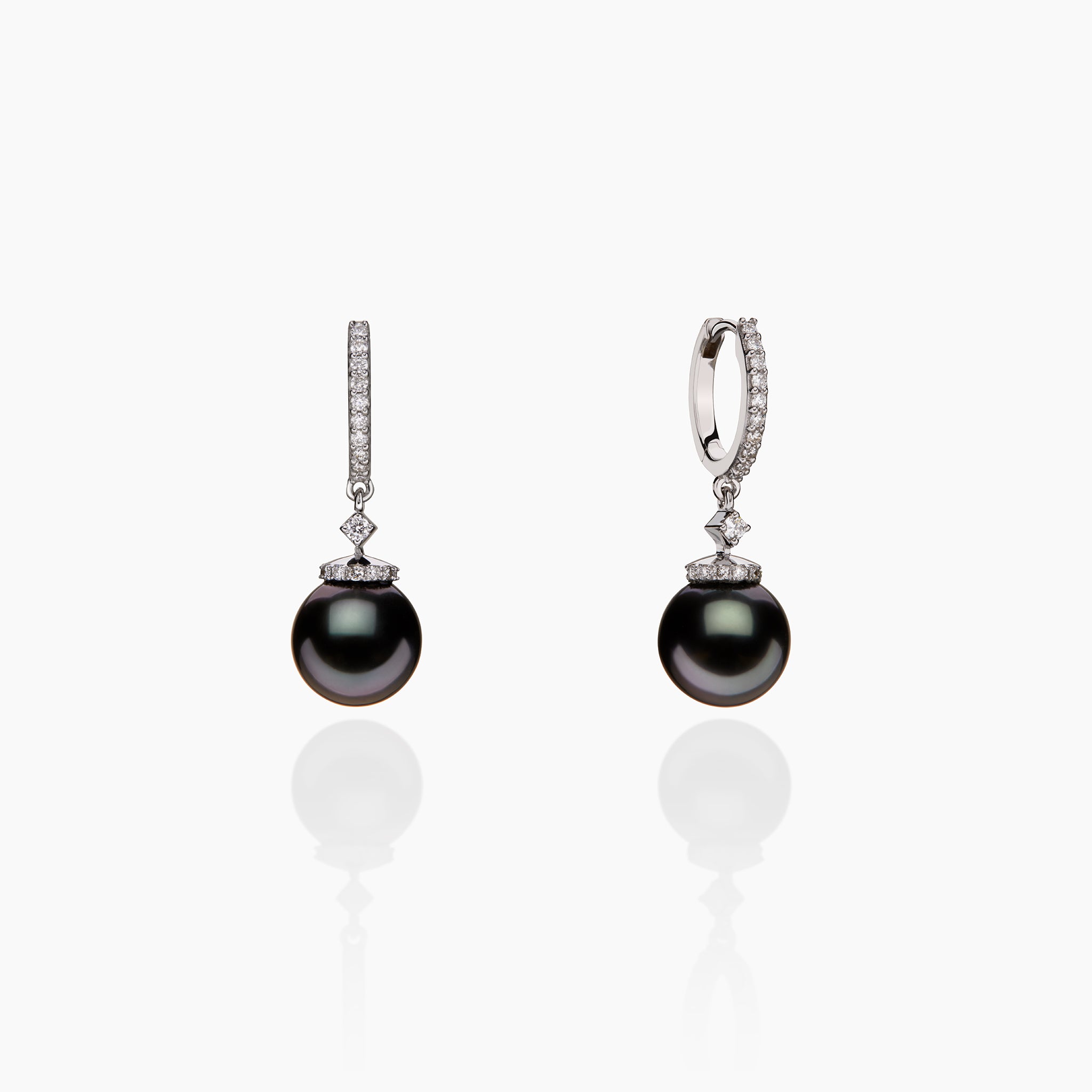 Black-lip Pearl & Diamond Gypset Hoop Earrings