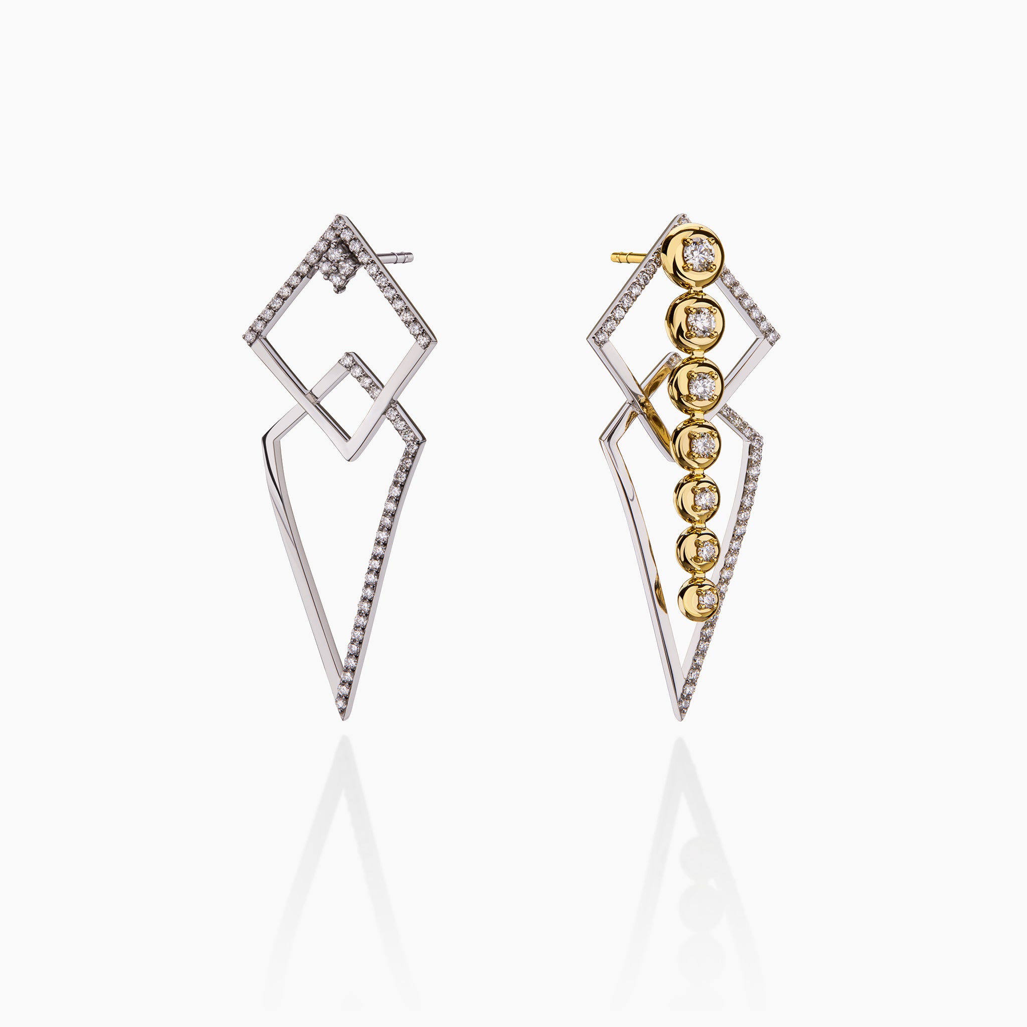 Thunder and Star Trail earrings displayed against an off-white background.