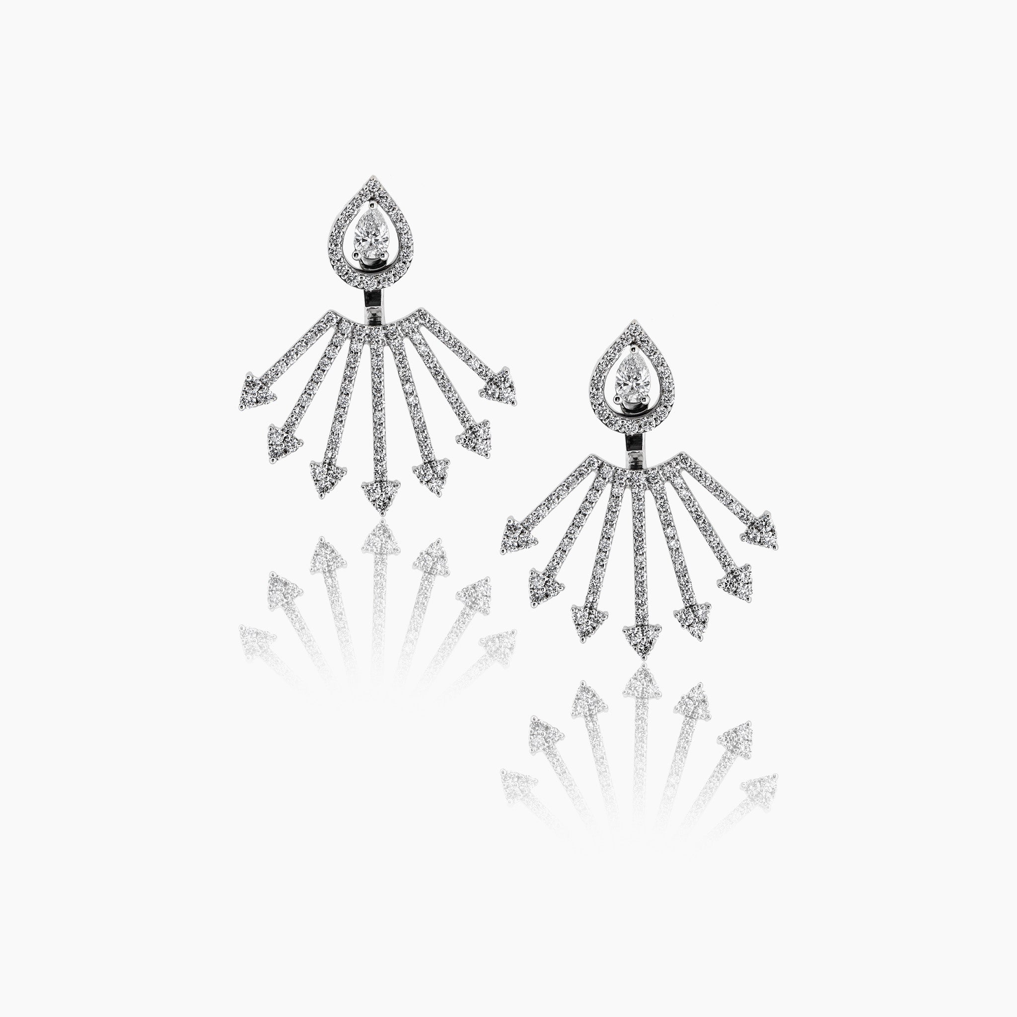 Diamond stud earrings with optional extensions, fine jewellery showcased on an off-white background.